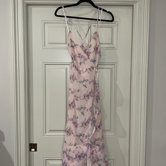 Lulus In Love Forever Blush Floral Lace-Up High-Low Maxi Dress - Picture 4 of 8